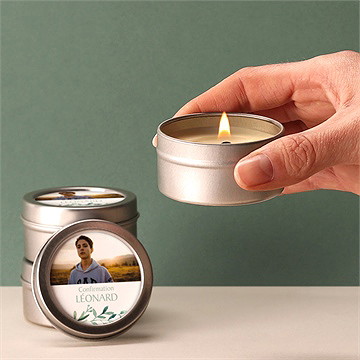 Bougie confirmation esprit poétique argent - Bougie allumée