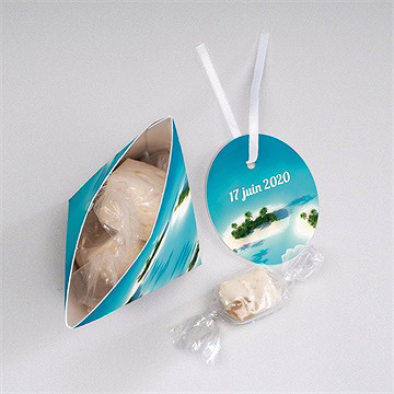 Boîte surprise mariage eaux turquoises océan - Intérieur de la boîte