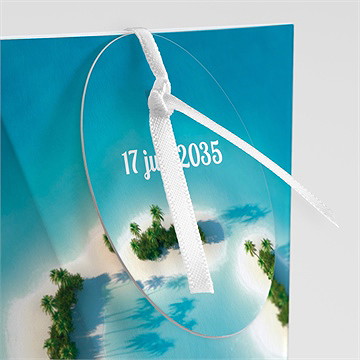 Boîte de dragées mariage eaux turquoises étui - Détail de la boîte