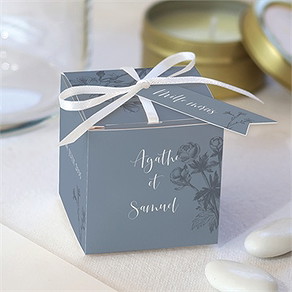 Boîte de dragées mariage dorure sur gravure cube