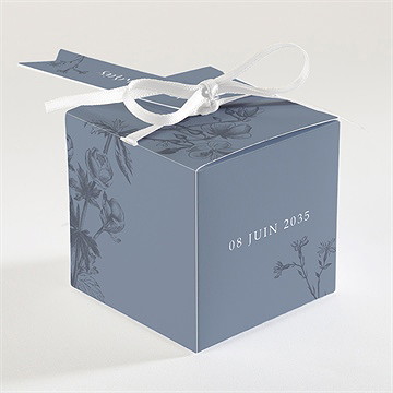 Boîte de dragées mariage dorure sur gravure cube - Dos de la boîte