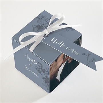 Boîte de dragées mariage dorure sur gravure cube - Dessus de la boîte