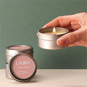 Bougie confirmation lumière et vie argent - Bougie allumée