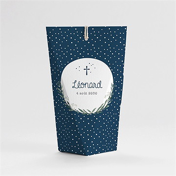 Boîte de dragées baptême motifs et autres pois étui - Dos de la boîte