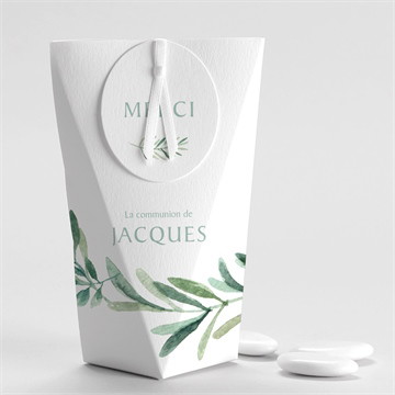 Boîte de dragées communion végétal étui