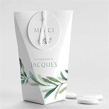 Boîte de dragées communion végétal étui