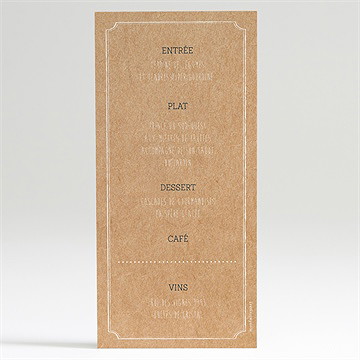 Menu mariage notre moment - Dos du menu