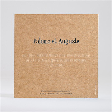 Remerciement mariage notre moment - Dos de la carte