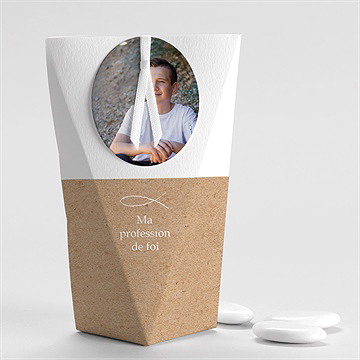 Boîte de dragées profession de foi lumiere et foi étui