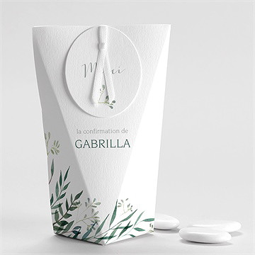 Boîte de dragées confirmation a l'ombre de l'olivier étui