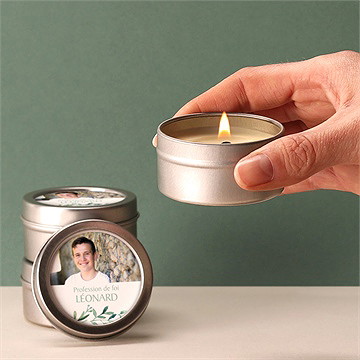 Bougie profession de foi âme argenté - Mise en situation