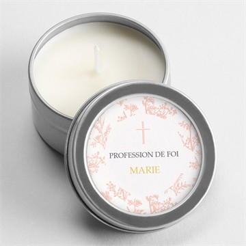 Bougie profession de foi toile de jouy argent