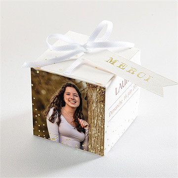 Boîte de dragées profession de foi en esprit dorure