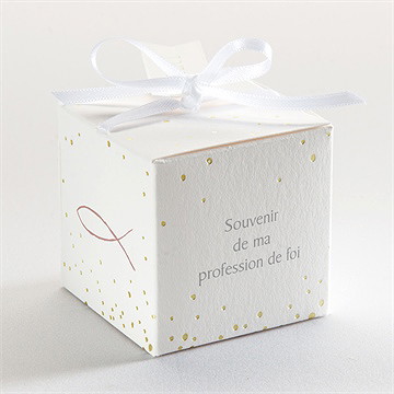 Boîte de dragées profession de foi en esprit dorure - Dos de la boîte