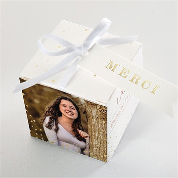 Boîte de dragées profession de foi en esprit dorure - Dessus de la boîte