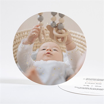 Faire-part naissance be happy dorure