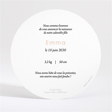 Faire-part naissance be happy dorure - Dos du faire-part