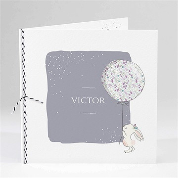 Faire-part naissance mon petit lapin carré plié