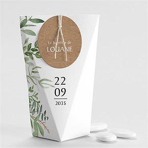 Boîte de dragées baptême kraft végétal étui