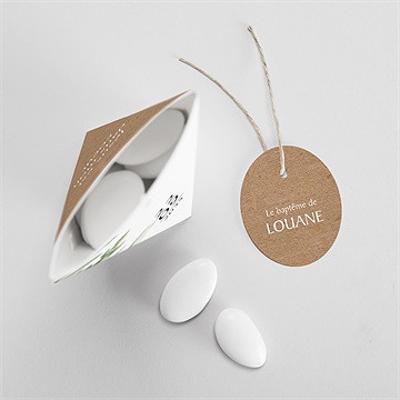 Boîte de dragées baptême kraft végétal étui - Intérieur de la boîte
