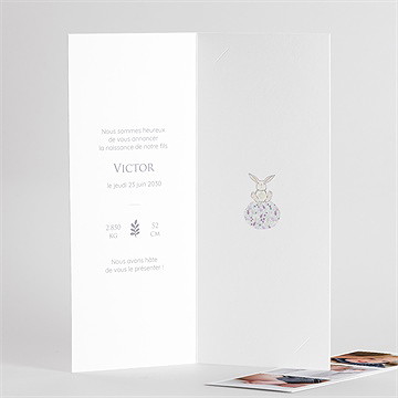 Faire-part naissance mon petit lapin photomaton - Intérieur du faire-part 2