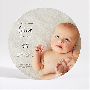 Faire-part naissance jolie farandole carte ronde - Dos du faire-part