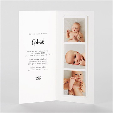Faire-part naissance jolie farandole photomaton - Intérieur du faire-part