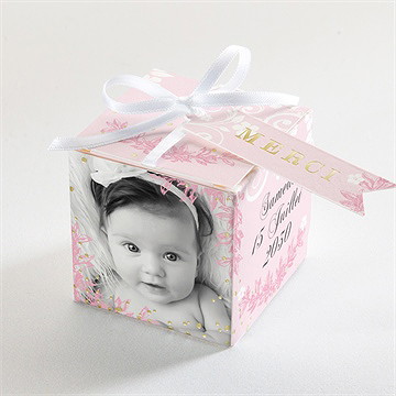 Boîte de dragées baptême petite tendresse dorure