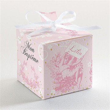 Boîte de dragées baptême petite tendresse dorure - Dessus de la boîte