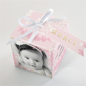 Boîte de dragées baptême petite tendresse dorure - Intérieur de la boîte