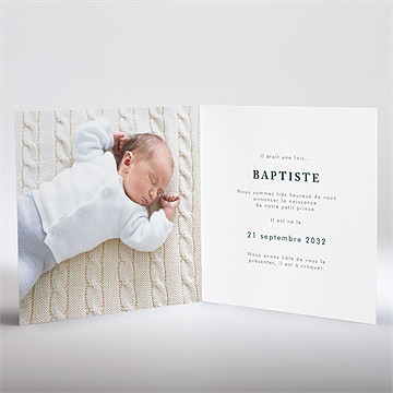 Faire-part naissance douce empreinte plié - Intérieur du faire-part