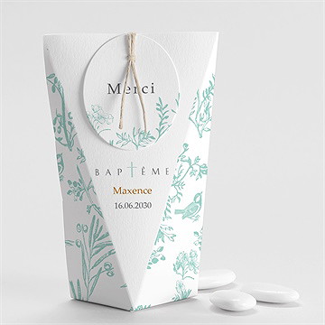 Boîte de dragées baptême gravure en rond étui