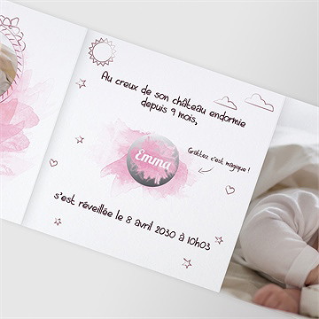 Faire-part naissance joli conte accordéon - Détail du faire-part
