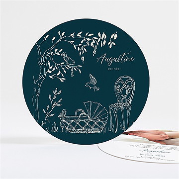 Faire-part naissance scène de vie rond