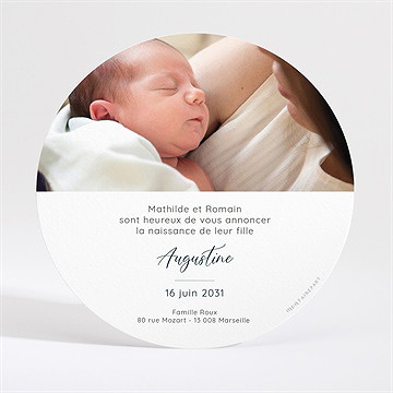 Faire-part naissance scène de vie rond - Dos du faire-part