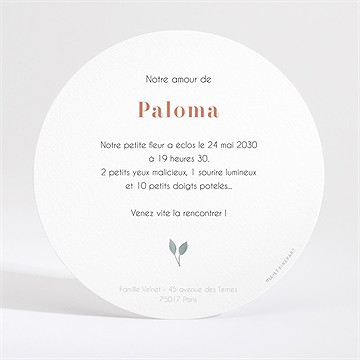 Faire-part naissance dans sa bulle ronde - Dos du faire-part