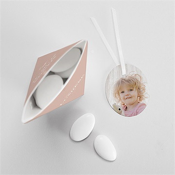 Boîte de dragées baptême rose thé étui - Intérieur de la boîte