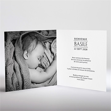 Faire-part naissance tout en rondeur carte plié - Intérieur du faire-part