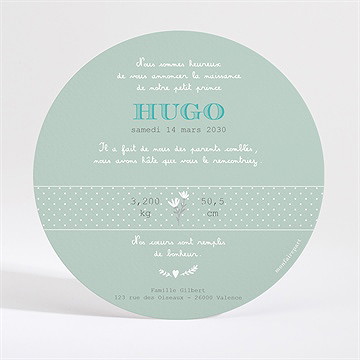 Faire-part naissance le lien dorure - Dos du faire-part