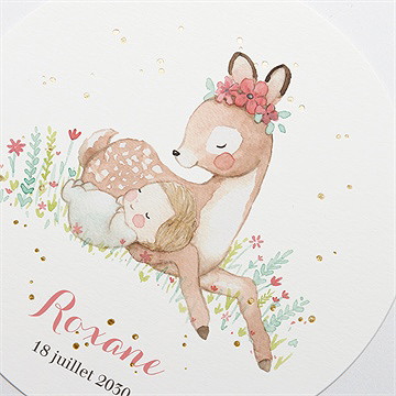 Faire-part naissance a l'ombre du faon rond - Détail du faire-part