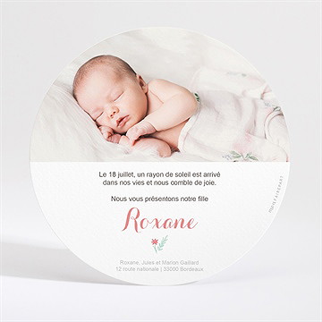 Faire-part naissance a l'ombre du faon rond - Dos du faire-part