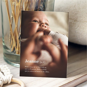 Faire-part naissance jolie définition portrait