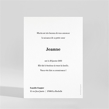Faire-part naissance jolie définition portrait - Dos du faire-part