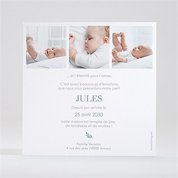 Faire-part naissance adorable carré - Dos du faire-part
