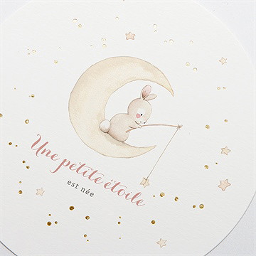 Faire-part naissance pêcheur d'étoile dorure - Détail du faire-part