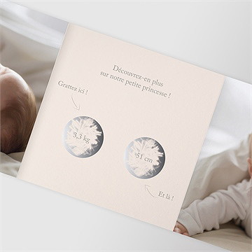 Faire-part naissance enfantine à gratter - Détail du faire-part