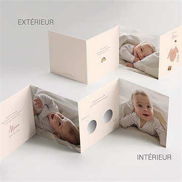 Faire-part naissance enfantine à gratter - Vue d'ensemble