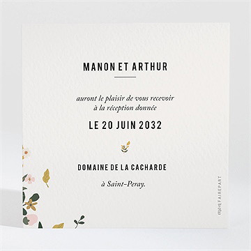 Carton d'invitation mariage vintage champetre - Dos du carton