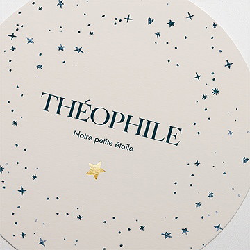 Faire-part naissance petit astre dorure - Détail du faire-part