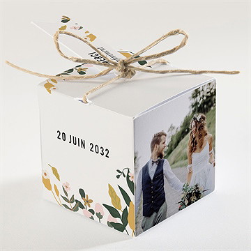 Boîte de dragées mariage vintage champetre - Dos de la boîte